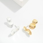 Wholesale layered Textured Metal Circle Post Drop Earrings L