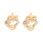 Wholesale circular Beach Stud Earring Rhinestones Shells Starfish D