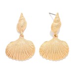 Wholesale metal Shell Linked Post Drop Earring L