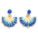 Wholesale fanned Raffia Post Drop Earrings L