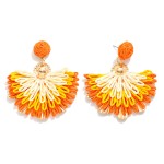 Wholesale fanned Raffia Post Drop Earrings L