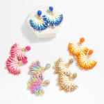 Wholesale fanned Raffia Post Drop Earrings L