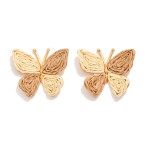 Wholesale raffia Butterfly Post Drop Earrings L