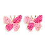 Wholesale raffia Butterfly Post Drop Earrings L