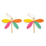 Wholesale raffia Metal Dragonfly Drop Earrings L
