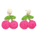 Wholesale raffia Cherries Post Drop Earrings L