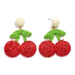 Wholesale raffia Cherries Post Drop Earrings L