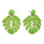 Wholesale raffia Palm Leaf Post Drop Earrings L
