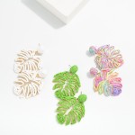 Wholesale raffia Palm Leaf Post Drop Earrings L