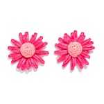 Wholesale raffia Flower Post Drop Earrings L