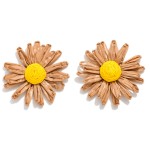 Wholesale raffia Flower Post Drop Earrings L
