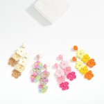 Wholesale linked Raffia Flower Post Drop Earring Gold Tones L