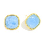 Wholesale natural Stone Post Drop Earring Metal Border D