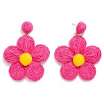 Wholesale raffia Flower Post Drop Earrings L