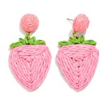 Wholesale raffia Strawberries Post Drop Earrings L