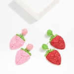 Wholesale raffia Strawberries Post Drop Earrings L