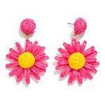 Wholesale raffia Flower Post Drop Earrings L