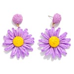 Wholesale raffia Flower Post Drop Earrings L
