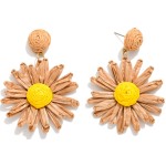 Wholesale raffia Flower Post Drop Earrings L