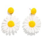 Wholesale raffia Flower Post Drop Earrings L