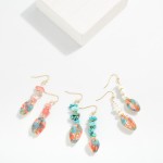 Wholesale painted Cowrie Shell Drop Earring Stones L