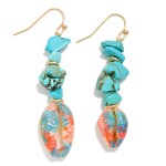 Wholesale painted Cowrie Shell Drop Earring Stones L