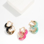 Wholesale marbled Acetate U Hoop Drop Earrings L