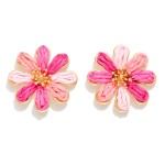 Wholesale metal Raffia Flower Post Drop Earrings L