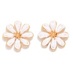 Wholesale metal Raffia Flower Post Drop Earrings L
