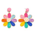 Wholesale raffia Flower Post Drop Earrings L