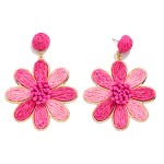 Wholesale raffia Flower Post Drop Earrings L