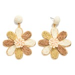 Wholesale raffia Flower Post Drop Earrings L
