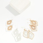 Wholesale nesting Hammered Metal Filigree Geometric Drop Earrings L