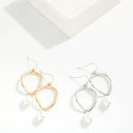 Wholesale metal Convex Drop Earrings Pearl Dangle Detail L