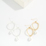 Wholesale metal Convex Drop Earrings Pearl Dangle Detail L