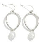 Wholesale metal Convex Drop Earrings Pearl Dangle Detail L