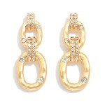 Wholesale linked Hammered Metal Rectangle Post Drop Earrings Rhinestone Details