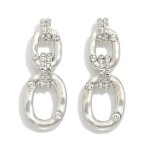 Wholesale linked Hammered Metal Rectangle Post Drop Earrings Rhinestone Details