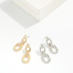 Wholesale linked Hammered Metal Rectangle Post Drop Earrings Rhinestone Details