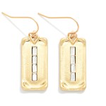 Wholesale worn Metal Rectangle Drop Earrings Baguette Details L