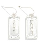 Wholesale worn Metal Rectangle Drop Earrings Baguette Details L