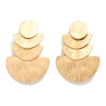 Wholesale linked Textured Metal Geometric Drop Earrings L