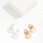 Wholesale linked Textured Metal Geometric Drop Earrings L