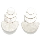 Wholesale linked Textured Metal Geometric Drop Earrings L