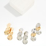 Wholesale linked Hammered Metal Circle Post Drop Earring L