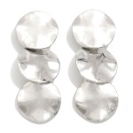 Wholesale linked Hammered Metal Circle Post Drop Earring L