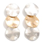 Wholesale linked Hammered Metal Circle Post Drop Earring L