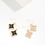 Wholesale marble Acetate Clover Drop Earring Metal Border L