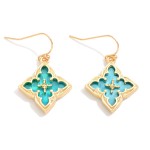 Wholesale marble Acetate Clover Drop Earring Metal Border L