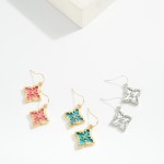 Wholesale marble Acetate Clover Drop Earring Metal Border L